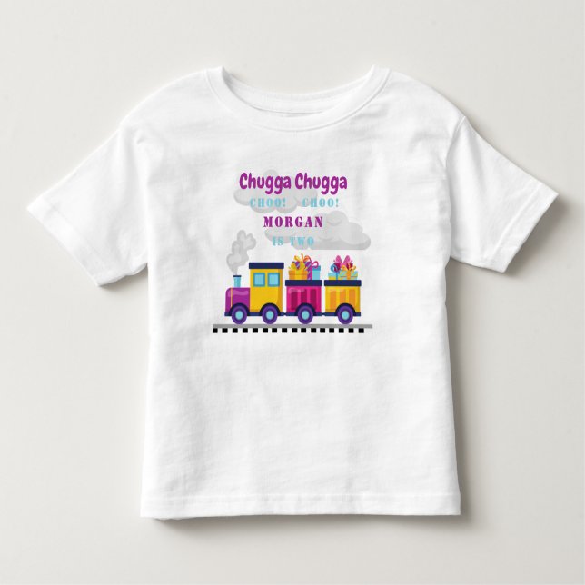 Train Chugga Choo Cartoon Second Birthday  Toddler T-Shirt (Front)