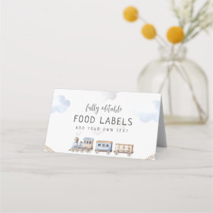 Train chugga chugga two two food labels place card