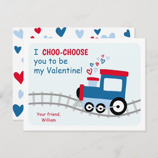 Train Class Valentines Holiday Postcard (Front/Back)