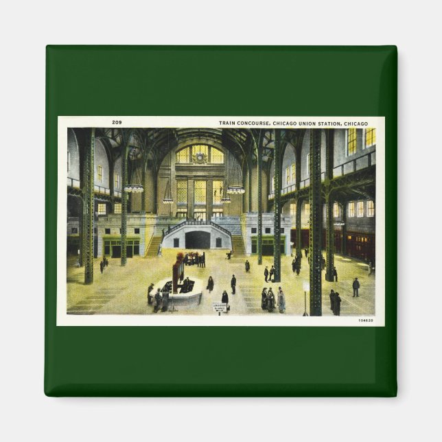 Train Concourse, Chicago Union Station Vintage Magnet (Front)