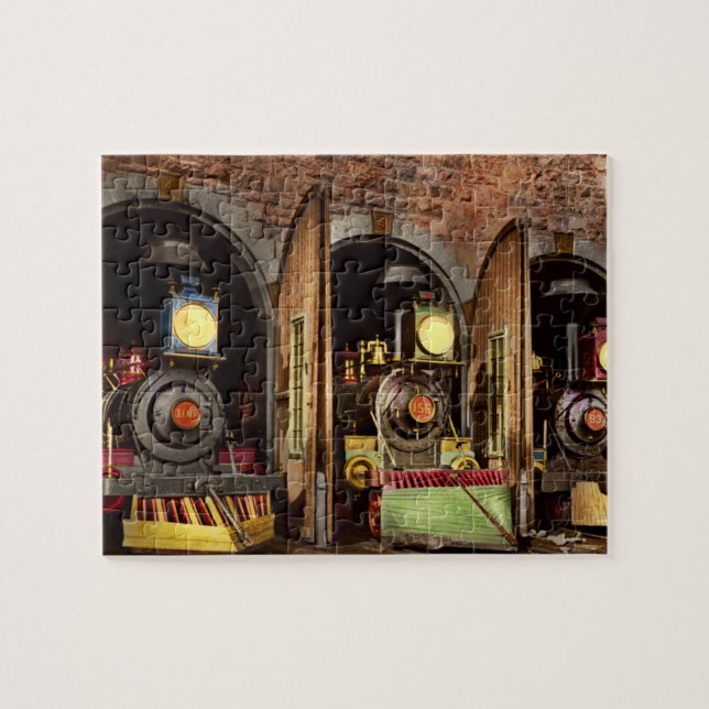 Train - Cow catching technology 1869 Jigsaw Puzzle (Horizontal)