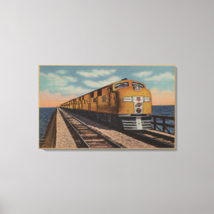 Train- Crossing Great Salt Lake, Ogden, Utah Canvas Print