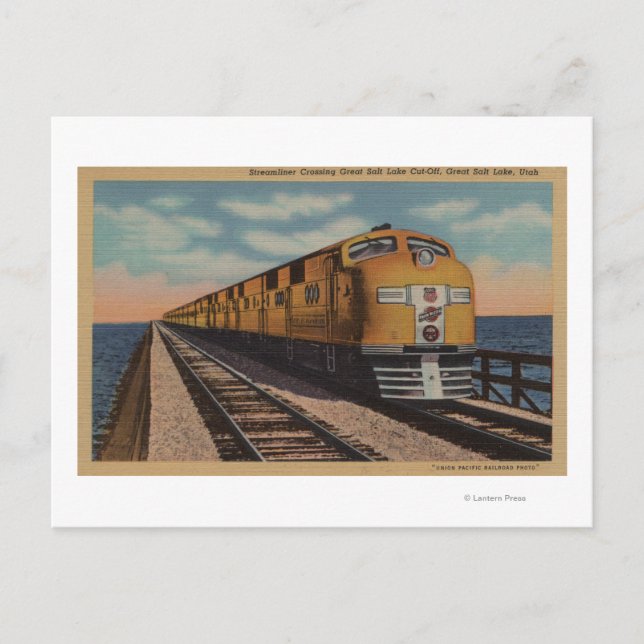 Train- Crossing Great Salt Lake, Ogden, Utah Postcard (Front)