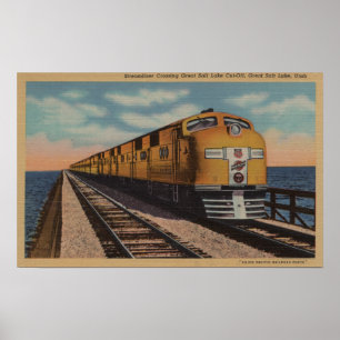 Train- Crossing Great Salt Lake, Ogden, Utah Poster