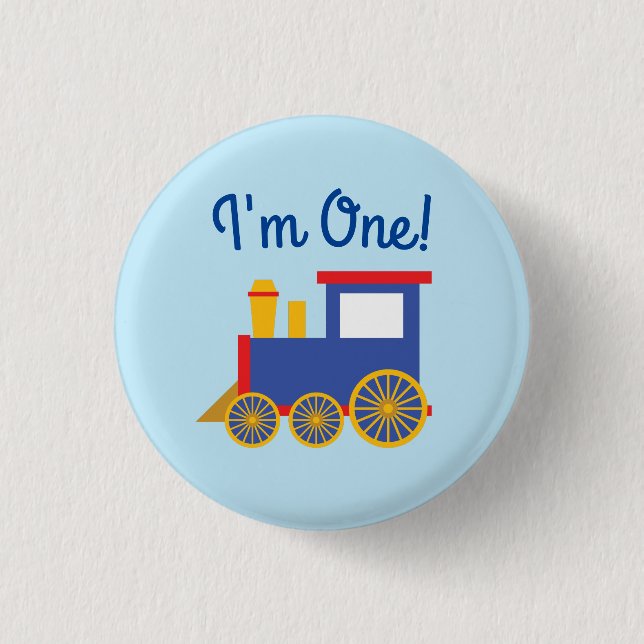 Train Cute Choo-Choo 1st Birthday Party Theme 3 Cm Round Badge (Front)