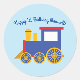 Train Cute Choo-Choo 1st Birthday Party Theme Classic Round Sticker