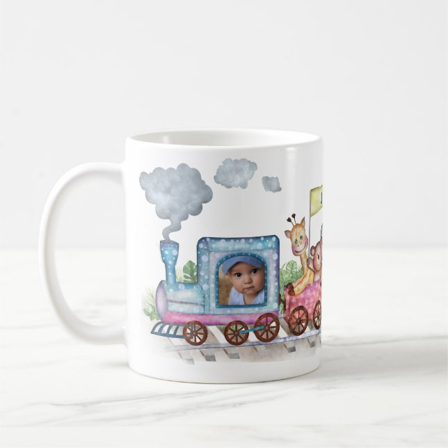Train cute photo watercolor coffee mug (Left)