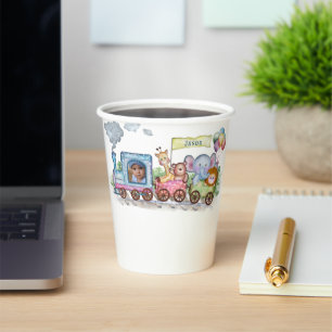 Train cute photo watercolor paper cups