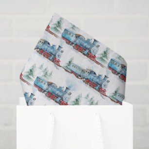 Train Decoupage Paper, Watercolor Locomotive Tissue Paper