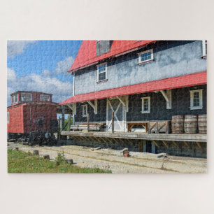 Train Depot With Old Barrels Jigsaw Puzzle