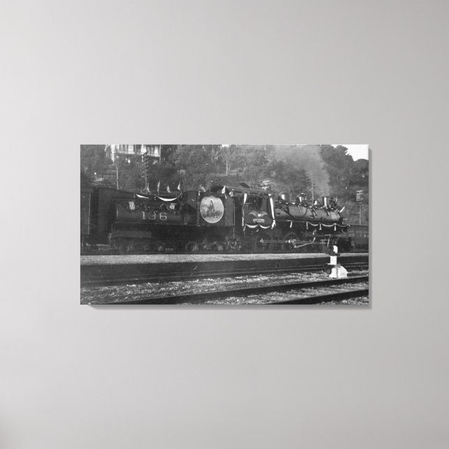 Train Donning US Flags Canvas Print (Front)