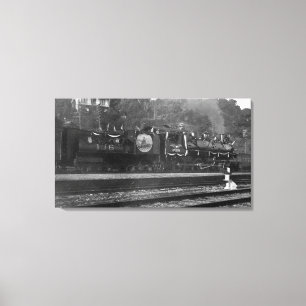 Train Donning US Flags Canvas Print