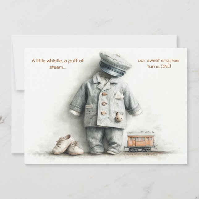 Train Driver 1st Birthday Boy Theme Invitation (Front)