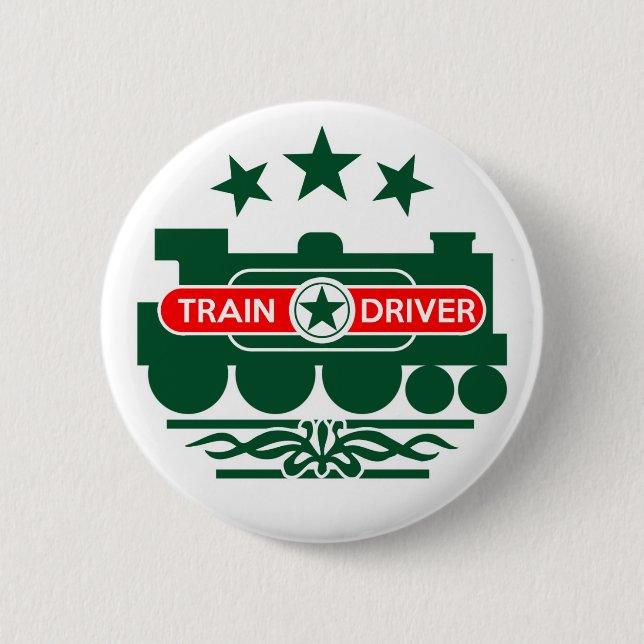 Train Driver 6 Cm Round Badge (Front)