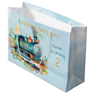 Train Engine Boy 2nd.  Birthday  Large Gift Bag
