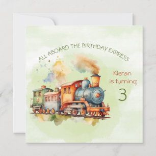 Train Engine Boy 3rd. Birthday Invitation 