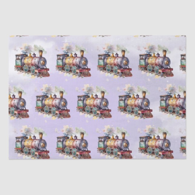 Train Engine Boy Birthday  Tissue Paper (Front)