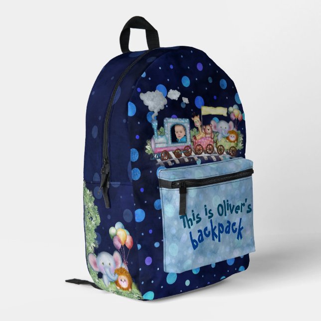 Train engine cute printed backpack (Back Corner Left)