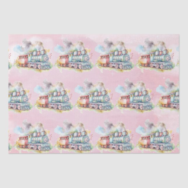 Train Engine Girl  Birthday  Tissue Paper (Front)