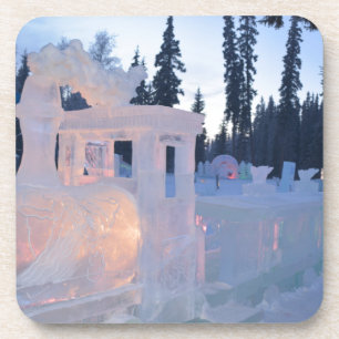 train engine Ice sculpture winter frozen snow art Coaster