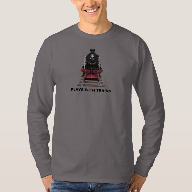 Train Engine Plays With Trains or Customise Text T-Shirt (Front)