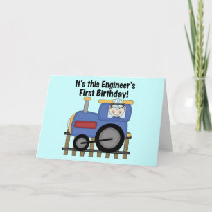 Train Engineer 1st Birthday Tshirts and gifts Card