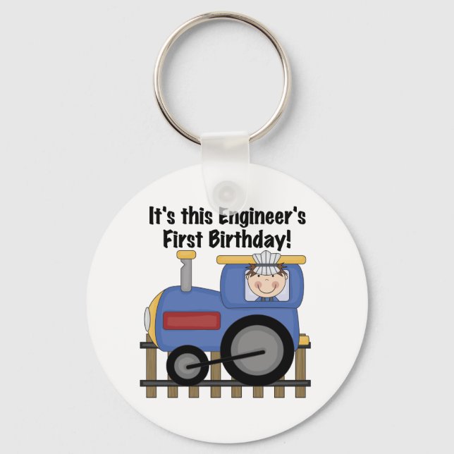 Train Engineer 1st Birthday Tshirts and gifts Key Ring (Front)