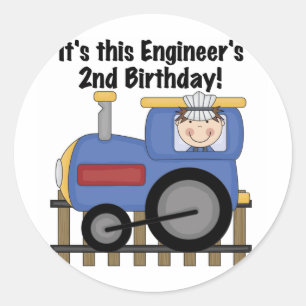 Train Engineer 2nd Birthday Tshirts and Gifts Classic Round Sticker