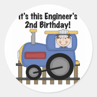 Train Engineer 2nd Birthday Tshirts and Gifts Classic Round Sticker