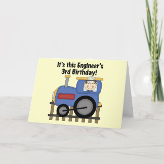 Train Engineer 3rd Birthday Tshirts and Gifts Card