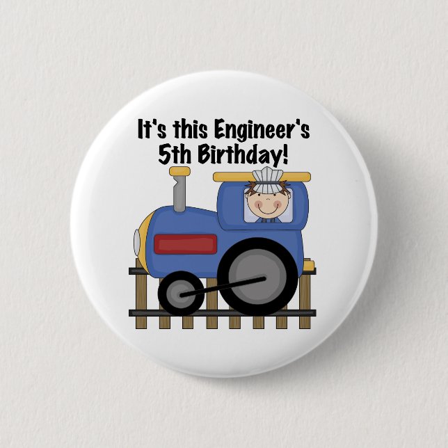 Train Engineer 5th Birthday tshirts and Gifts 6 Cm Round Badge (Front)