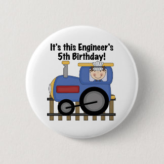 Train Engineer 5th Birthday tshirts and Gifts 6 Cm Round Badge