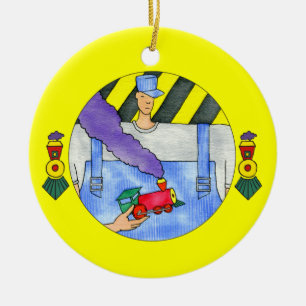 Train Engineer Ceramic Tree Decoration