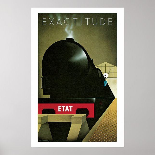 Train Exactitude Vintage Travel Poster (Front)
