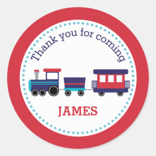 Train Favour Stickers (Boys Birthday Navy Blue Red