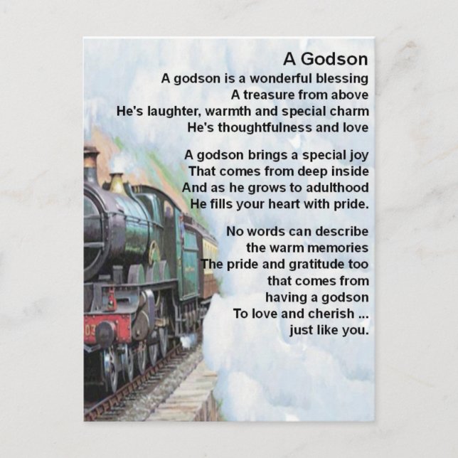 Train     Godson  Poem Postcard (Front)