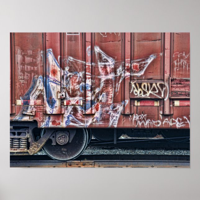 Train Graffiti Grunge Colourful Urban Street Art Poster (Front)