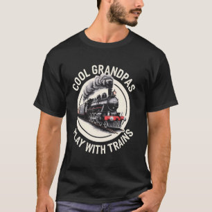 Train Grandpa Railroad Engine Cool Grandpas Play W T-Shirt