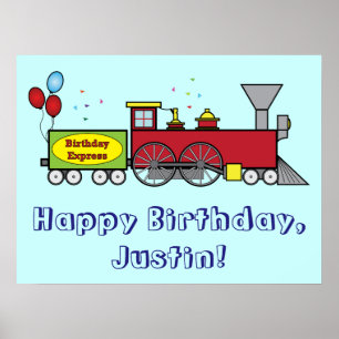 Train Happy Birthday Poster Name Customisable