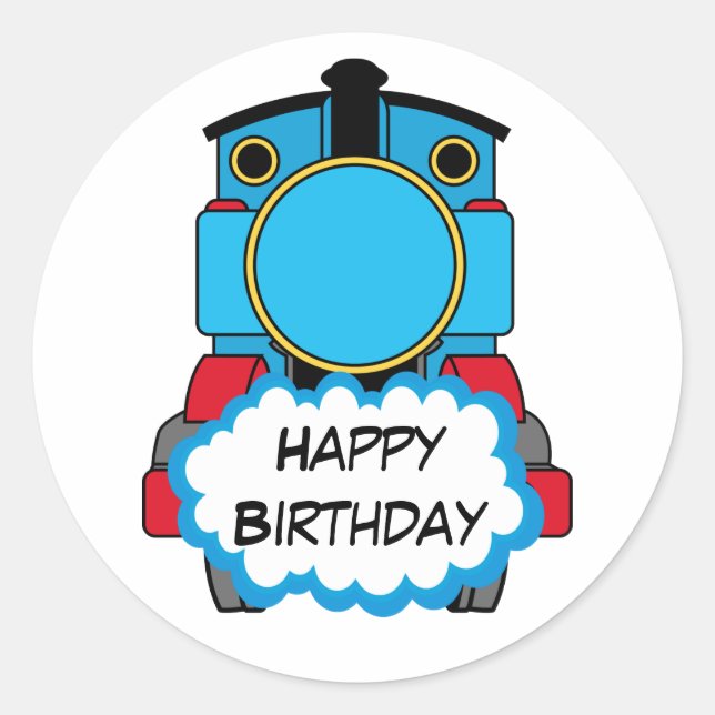Train Happy Birthday round Sticker (Front)