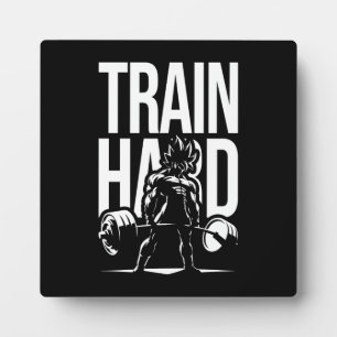 Train Hard - Anime Gym Workout Fitness Motivation Plaque