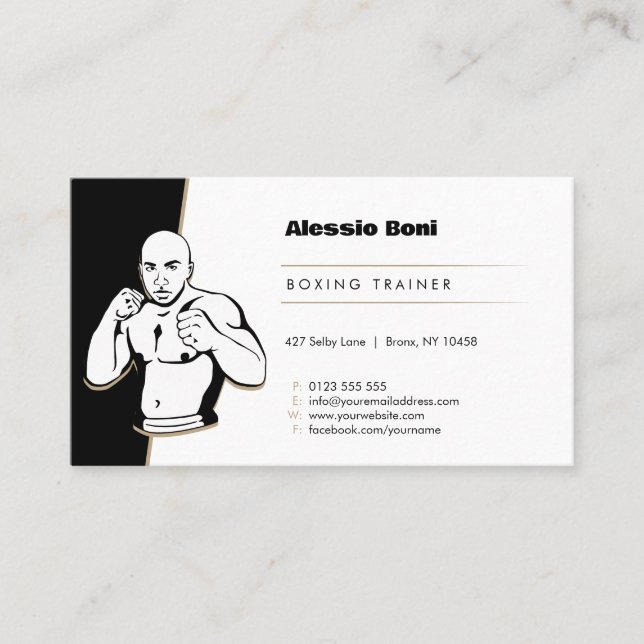Train Hard | Boxing Trainer Business Card (Front)