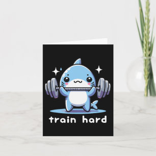 Train Hard Funny Shark Lifting Weights Dumbbells G Card