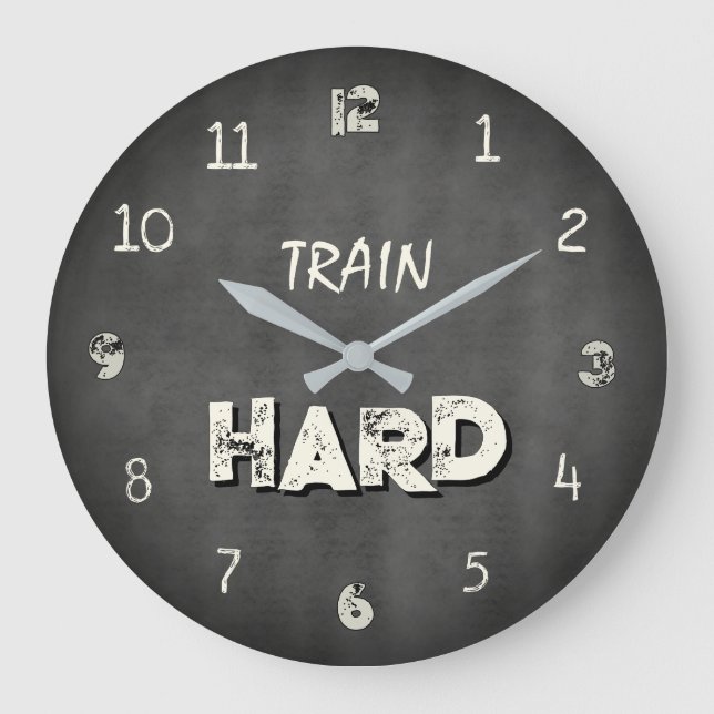 Train Hard Industrial Gym Large Clock (Front)