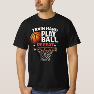 Train Hard Play Ball Repeat Basketball T-Shirt   S