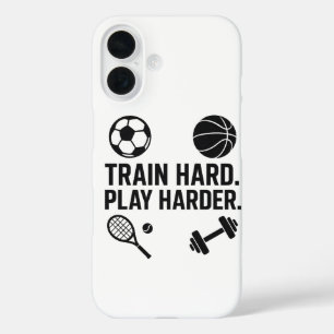 Train Hard Play Harder Wallpaper iPhone 16 Case