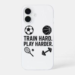 Train Hard Play Harder Wallpaper iPhone 16 Case