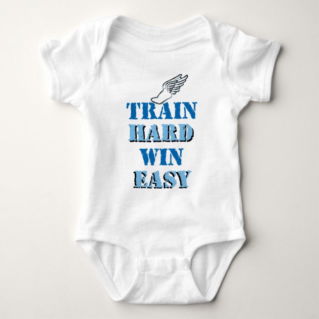 Train hard  Win Easy - Track and Field Baby Bodysuit (Front)