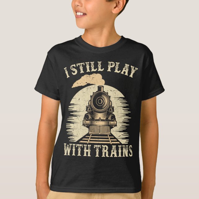 Train Humor Locomotive Trainspotter Railroad T-Shirt (Front)