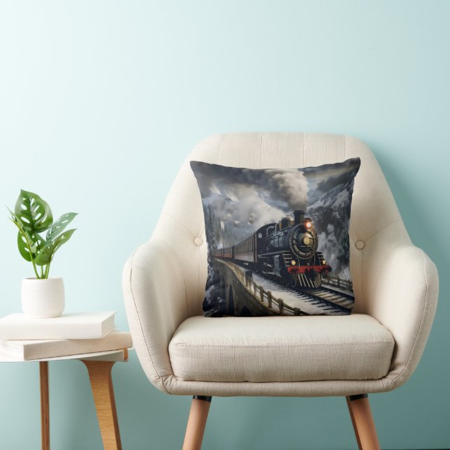 Train in Mountains Cushion (Chair)